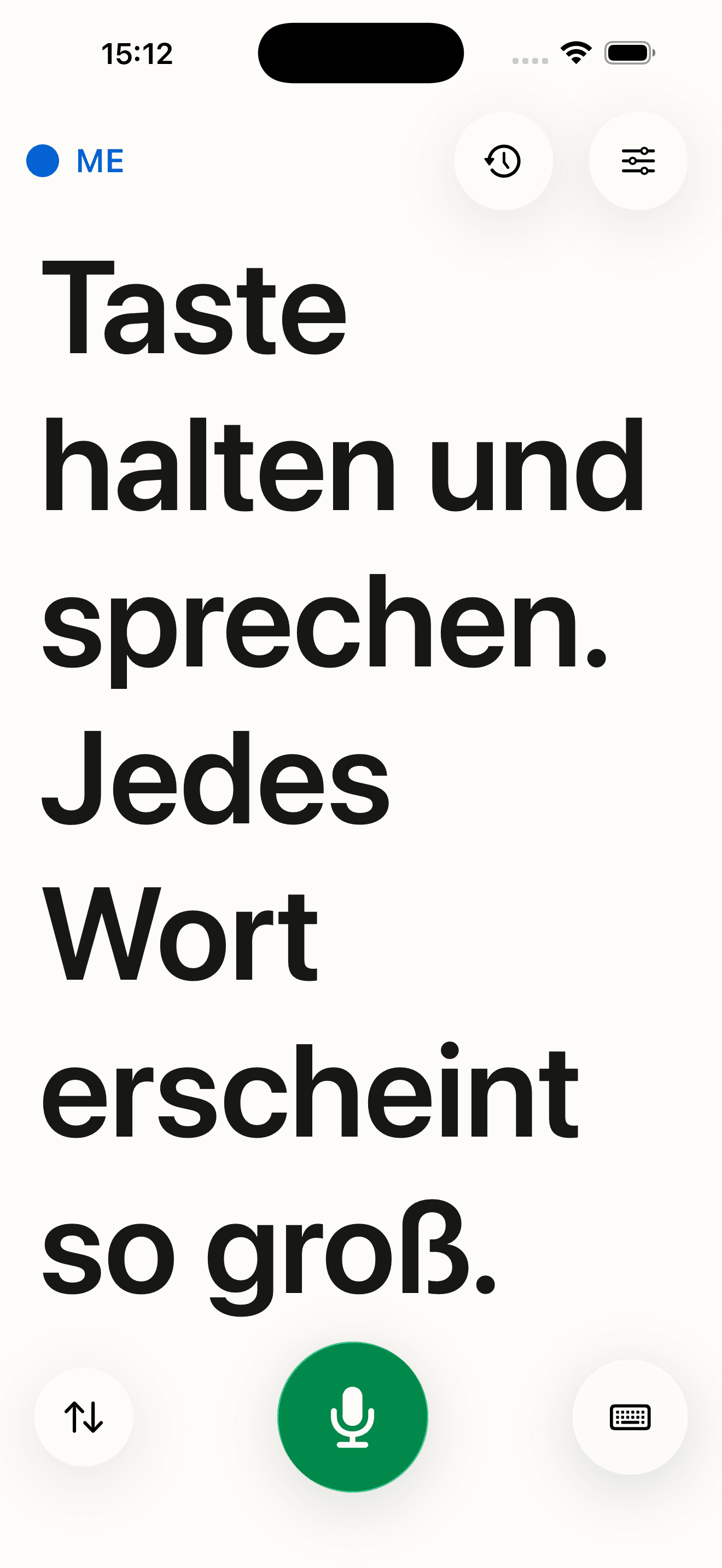 Carbery auf dem iPhone mit einem Live-Untertitel in großer Schrift